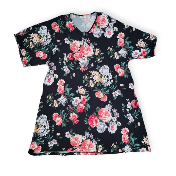 dwell Other - Dwell & Slumber Caftan Floral Black Lounge Dress Night Shirt Women Sz XL/XXL